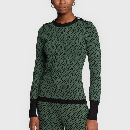 Guess Γυναικεία πλεκτή μπλούζα Logo Jacquard Sweater